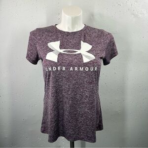 Under Armour Purple Gray Loose HeatGear Short Sleeve Top M